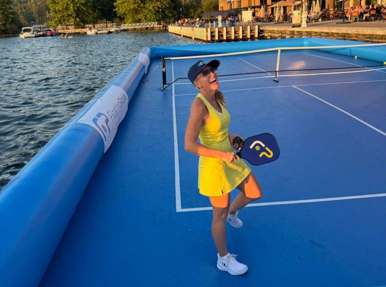 floating pickleball woman game